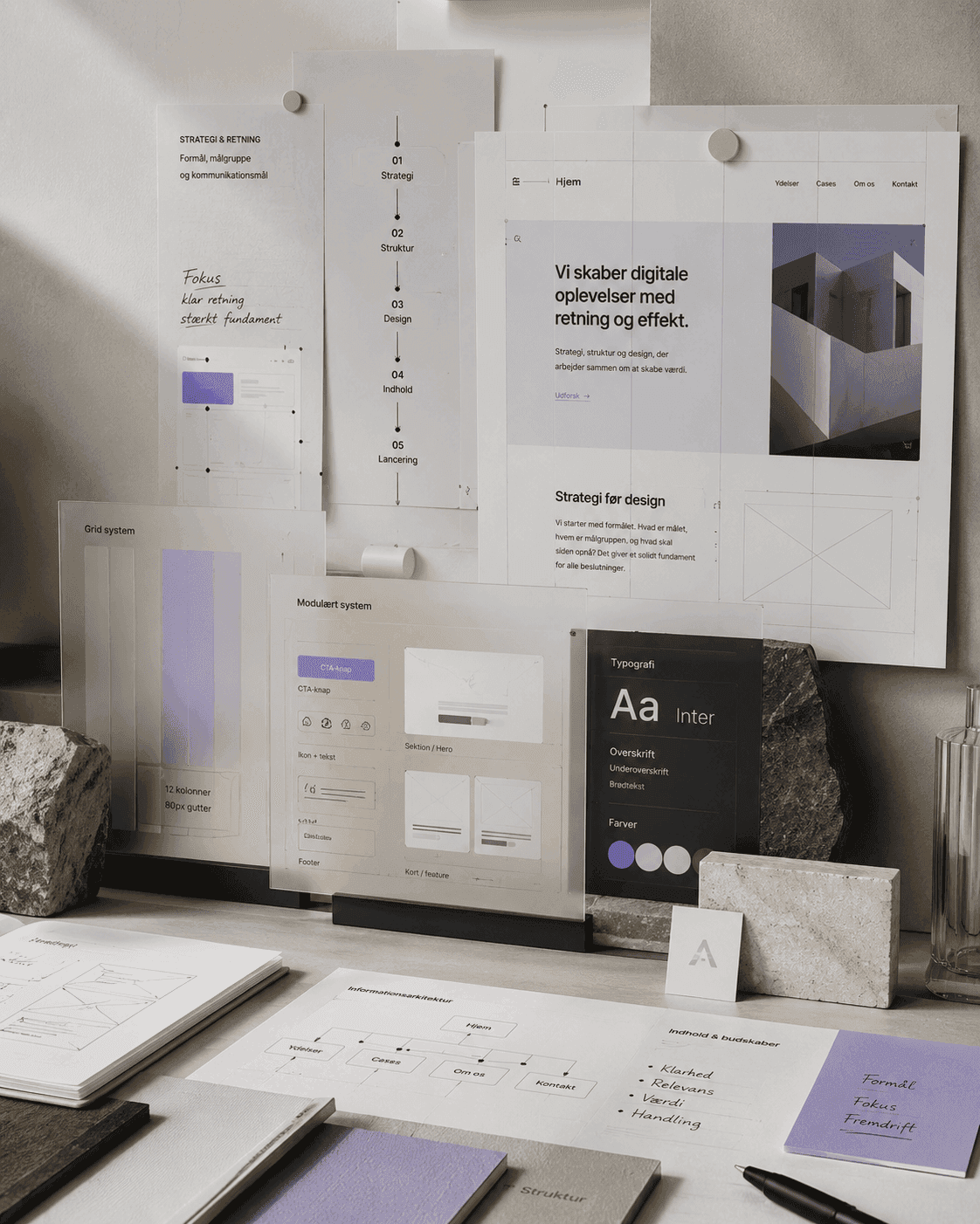 Design og struktur til hjemmeside